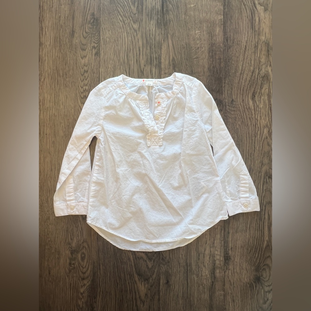 White Cotton Long Sleeve Shirt - Crewcuts - Size 3